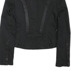 ZARA WOMAN Womens Black Button Cotton Blend Tailored Jacket M Plain Stylish