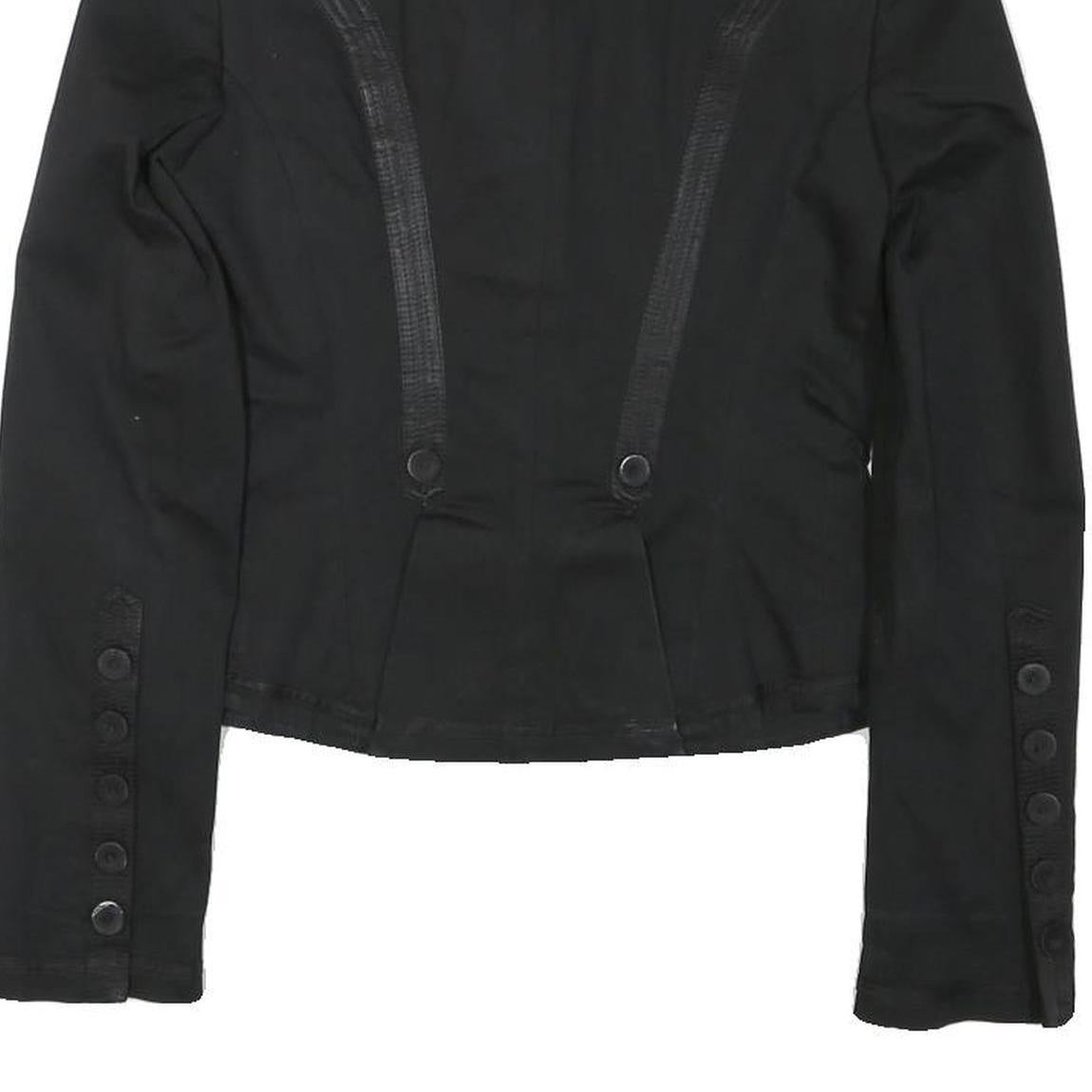 ZARA WOMAN Womens Black Button Cotton Blend Tailored Jacket M Plain Stylish