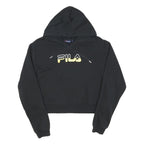 FILA Womens Black Logo Pullover Hoodie L Cotton Blend Comfort Style