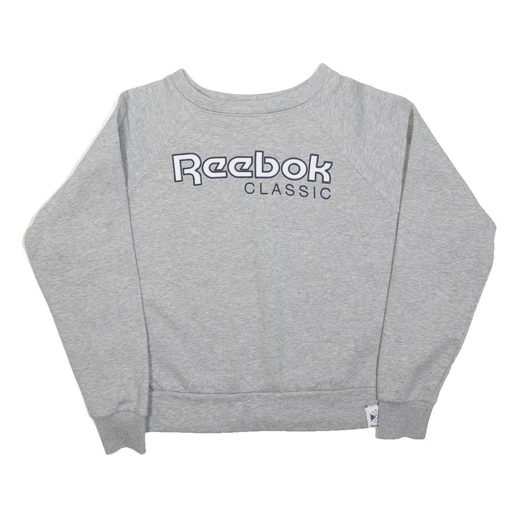 REEBOK Womens Grey Classic Crew Neck S Sweatshirt Cotton Blend Casual