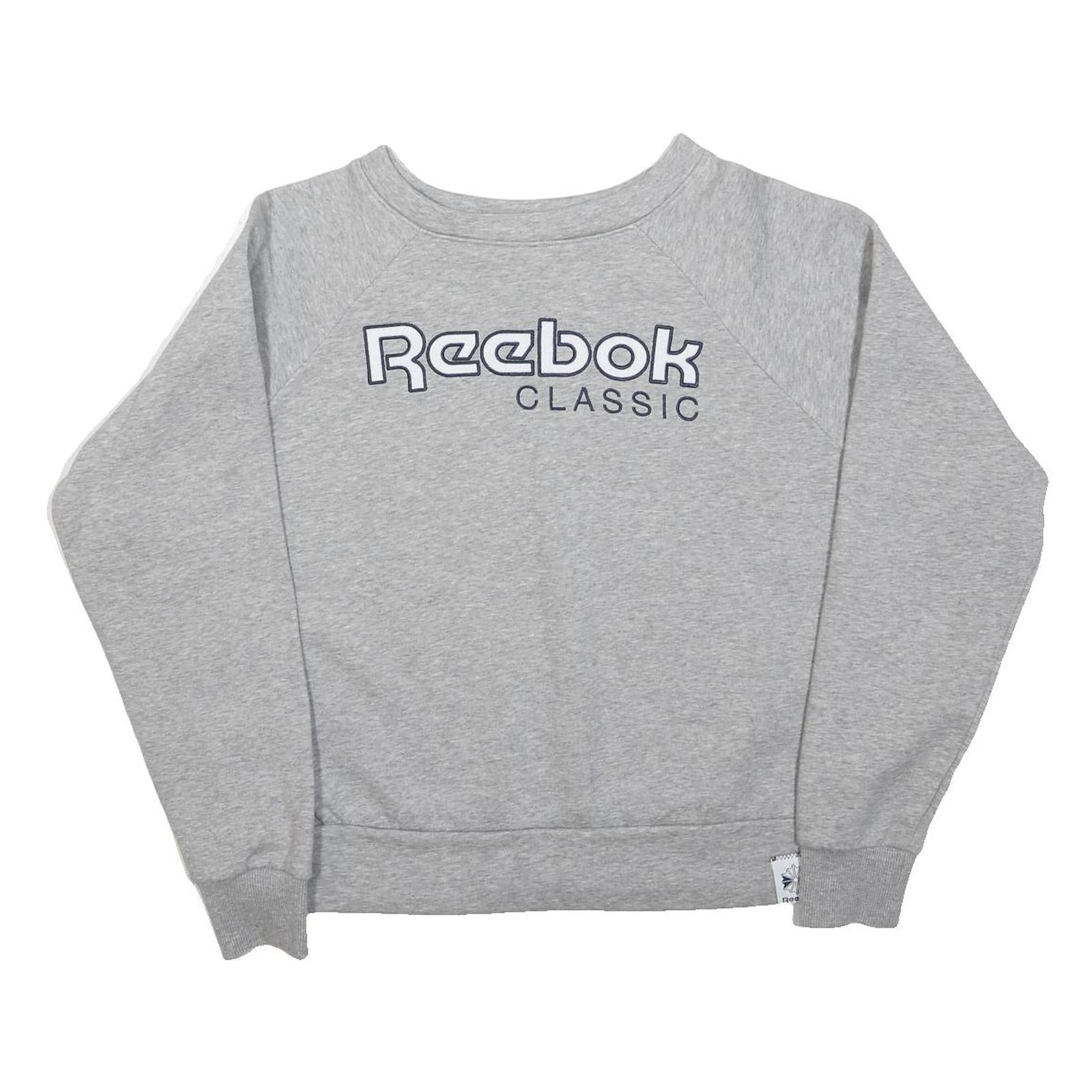 REEBOK Womens Grey Classic Crew Neck S Sweatshirt Cotton Blend Casual