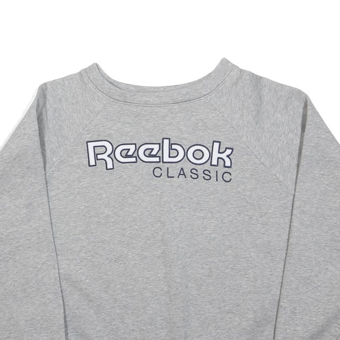 REEBOK Womens Grey Classic Crew Neck S Sweatshirt Cotton Blend Casual