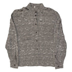 Womens Shirt Grey Viscose Crazy Pattern Long Sleeve UK 10