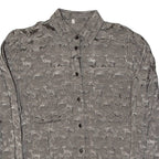 Womens Shirt Grey Viscose Crazy Pattern Long Sleeve UK 10