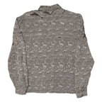 Womens Shirt Grey Viscose Crazy Pattern Long Sleeve UK 10