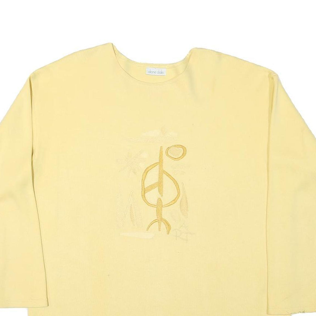 DIANE DALIS Mens Yellow Cotton Blend Crew Neck L Sweatshirt Embroidered Symbol