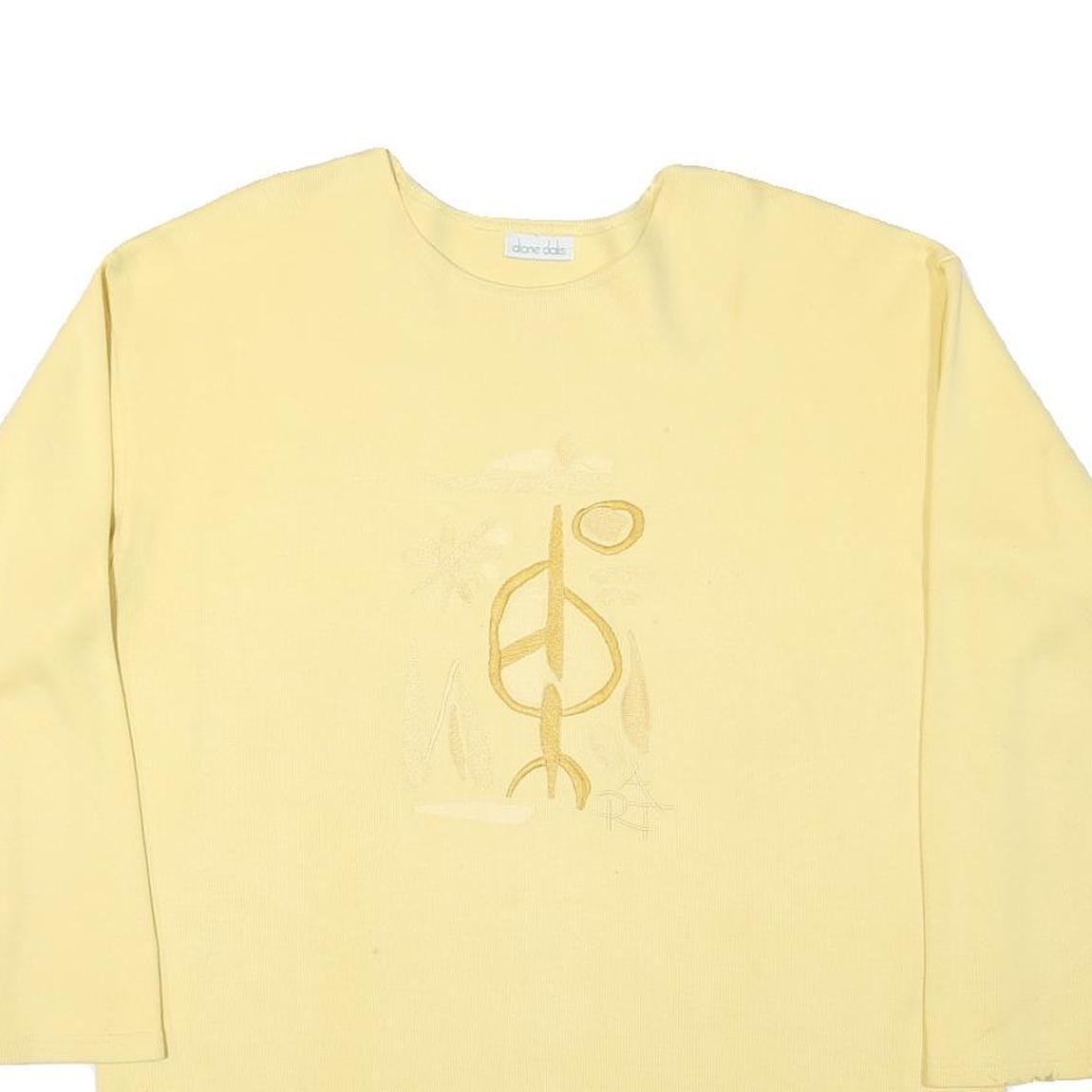 DIANE DALIS Mens Yellow Cotton Blend Crew Neck L Sweatshirt Embroidered Symbol