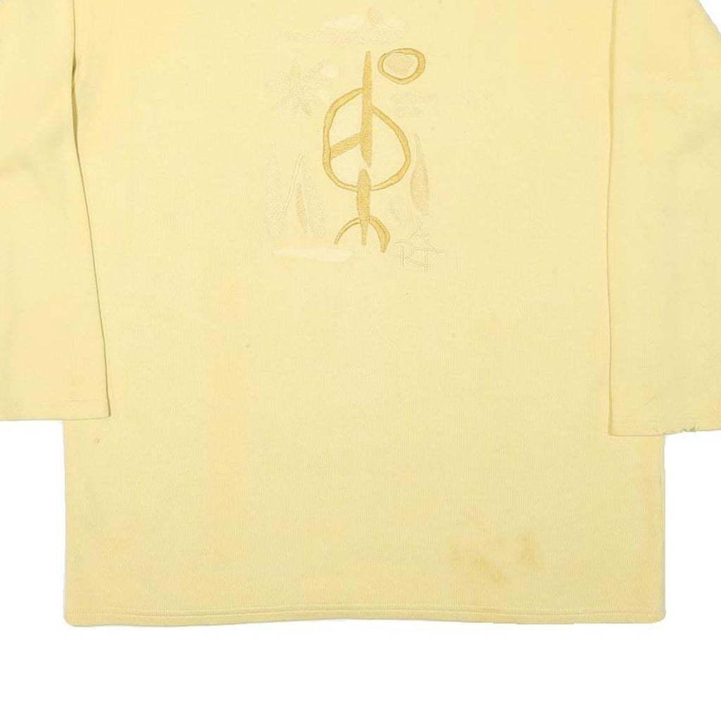 DIANE DALIS Mens Yellow Cotton Blend Crew Neck L Sweatshirt Embroidered Symbol