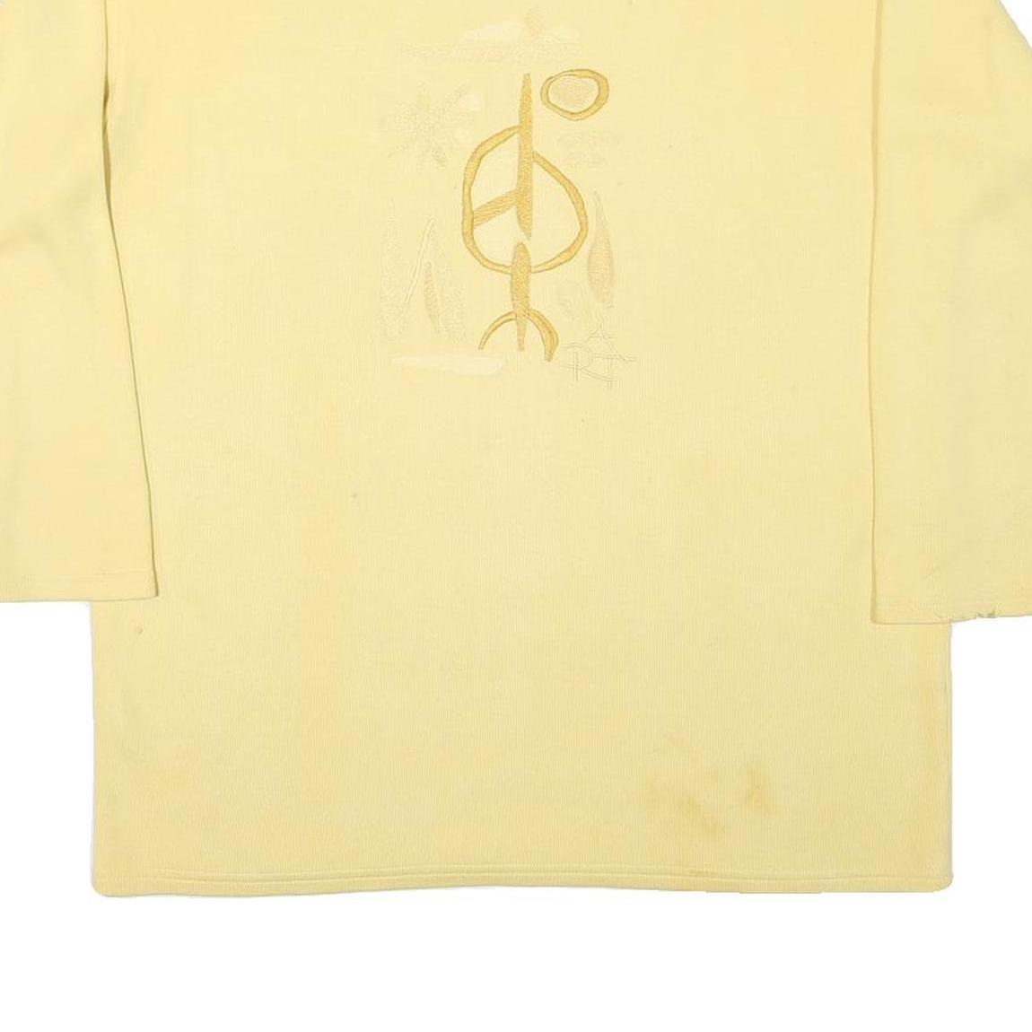 DIANE DALIS Mens Yellow Cotton Blend Crew Neck L Sweatshirt Embroidered Symbol