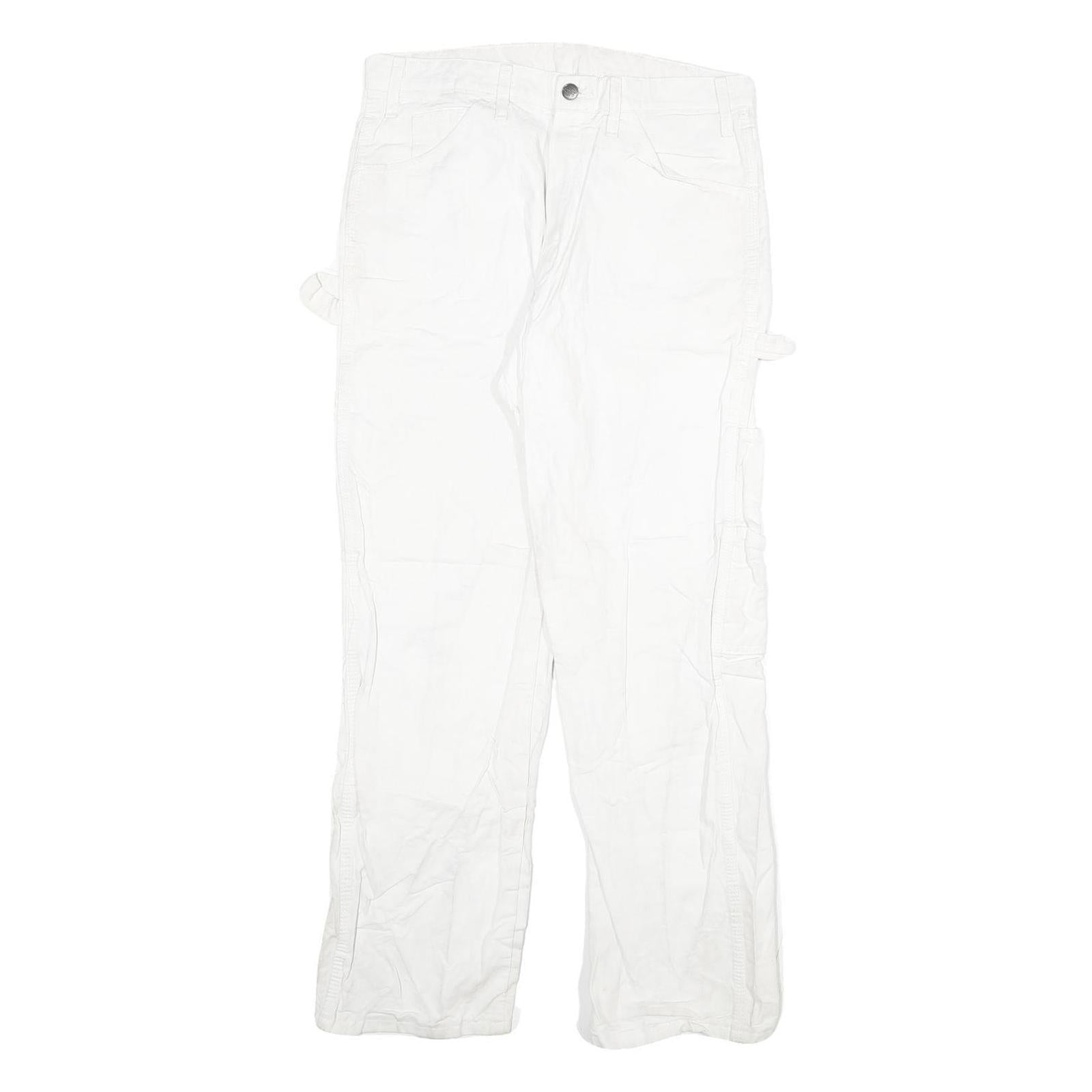 DICKIES Mens White Regular Fit Straight Denim Jeans W38 L30 Workwear Utility