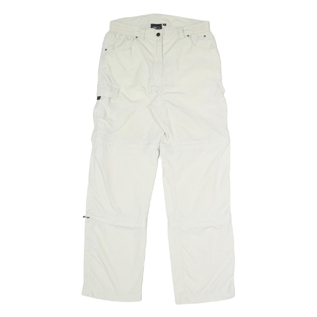 Womens Relaxed White Polyester Blend Cargo Trousers W32 L32 Zip Pocket Casual