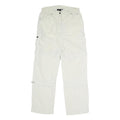 Womens Relaxed White Polyester Blend Cargo Trousers W32 L32 Zip Pocket Casual