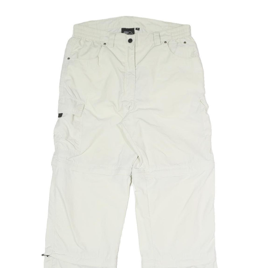 Womens Relaxed White Polyester Blend Cargo Trousers W32 L32 Zip Pocket Casual