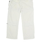 Womens Relaxed White Polyester Blend Cargo Trousers W32 L32 Zip Pocket Casual