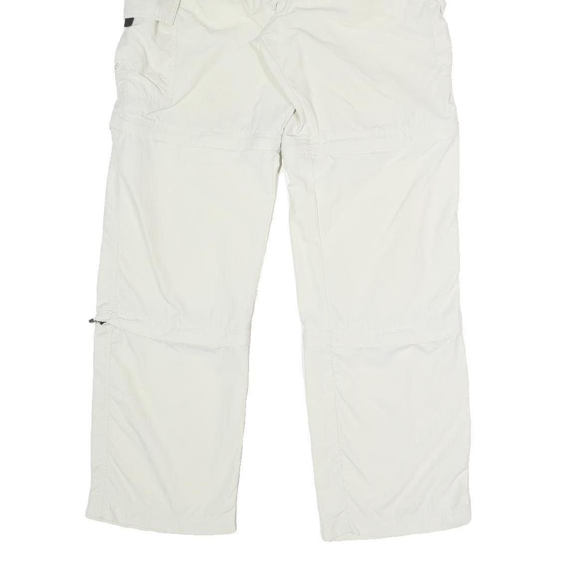 Womens Relaxed White Polyester Blend Cargo Trousers W32 L32 Zip Pocket Casual