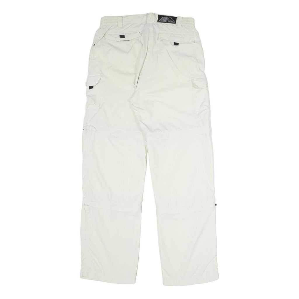 Womens Relaxed White Polyester Blend Cargo Trousers W32 L32 Zip Pocket Casual