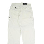 Womens Relaxed White Polyester Blend Cargo Trousers W32 L32 Zip Pocket Casual