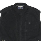 CHAMPION Mens Black Zip Jacket L Polyester Plain Logo Casual Lightweight