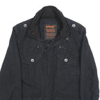 SCHOTT Mens Black Zip Cotton Military Jacket S Plain Vintage Style Tactical