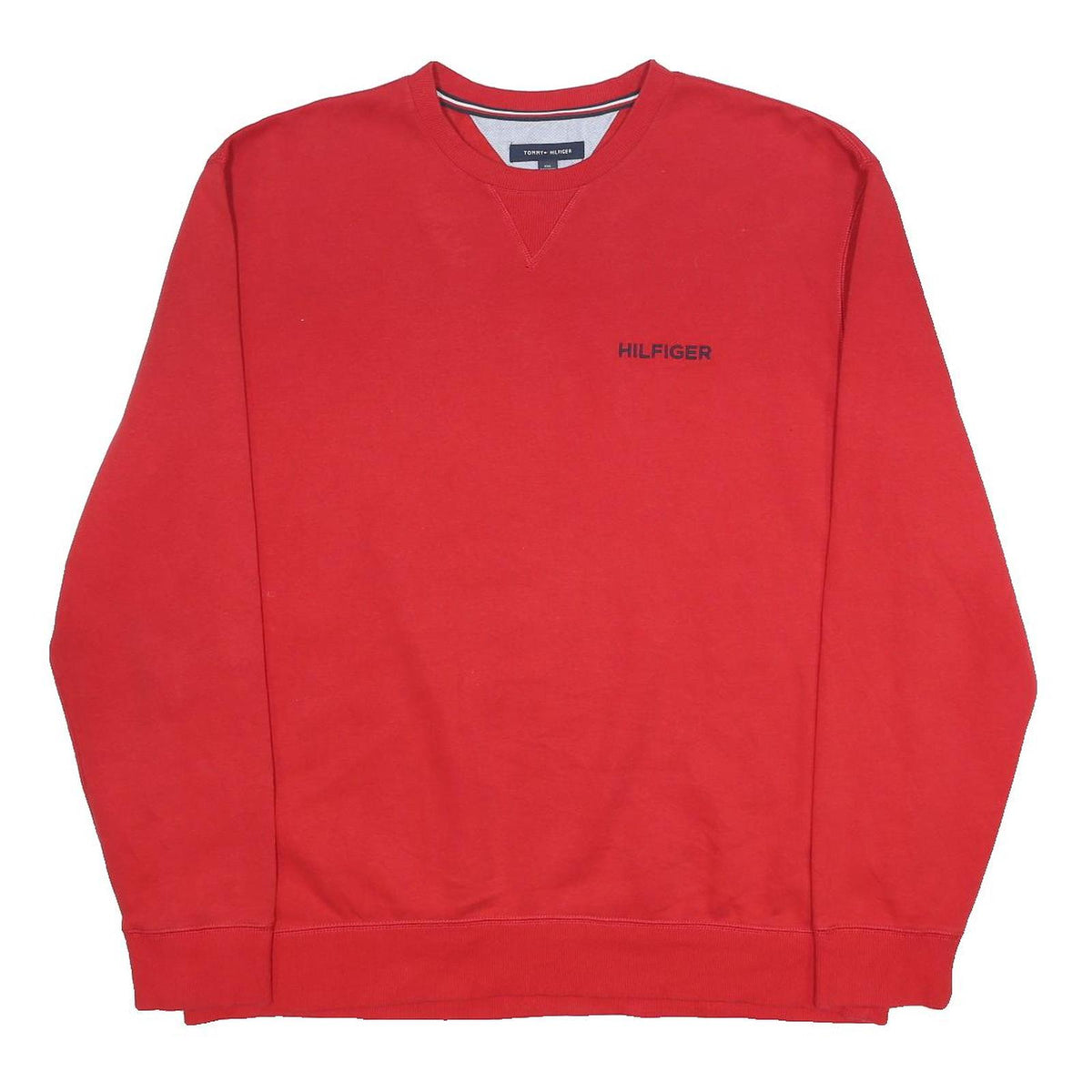 TOMMY HILFIGER Mens Red Cotton Blend Crew Neck 2XL Sweatshirt Pullover Casual