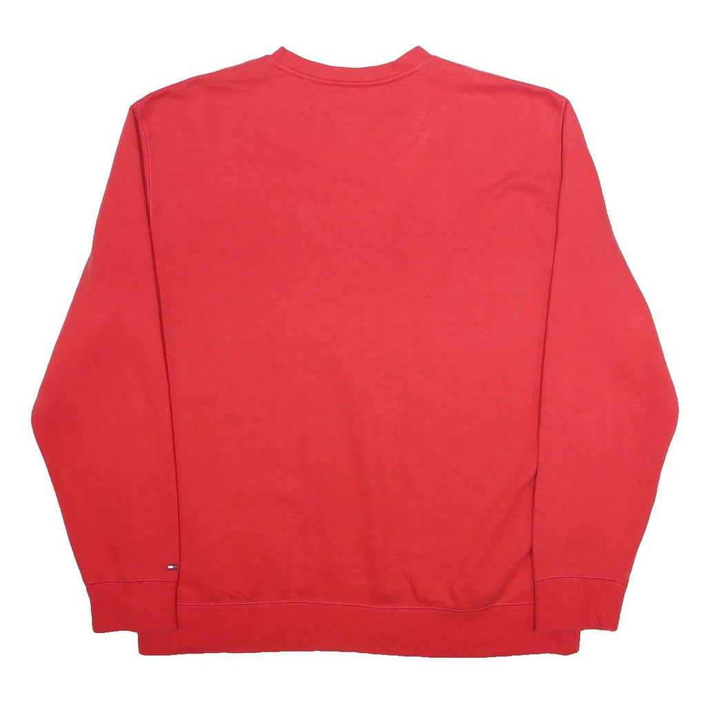 TOMMY HILFIGER Mens Red Cotton Blend Crew Neck 2XL Sweatshirt Pullover Casual