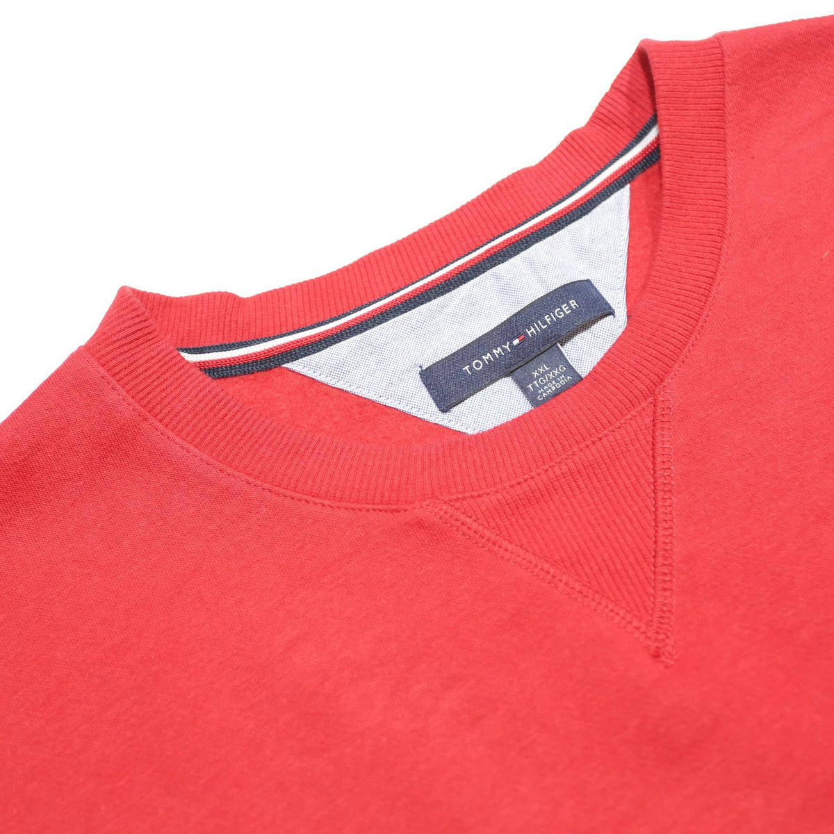 TOMMY HILFIGER Mens Red Cotton Blend Crew Neck 2XL Sweatshirt Pullover Casual