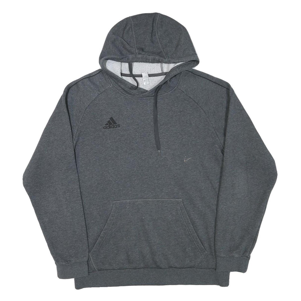 ADIDAS Mens Grey Hoodie L Cotton Blend Casual Sports Logo Pocket
