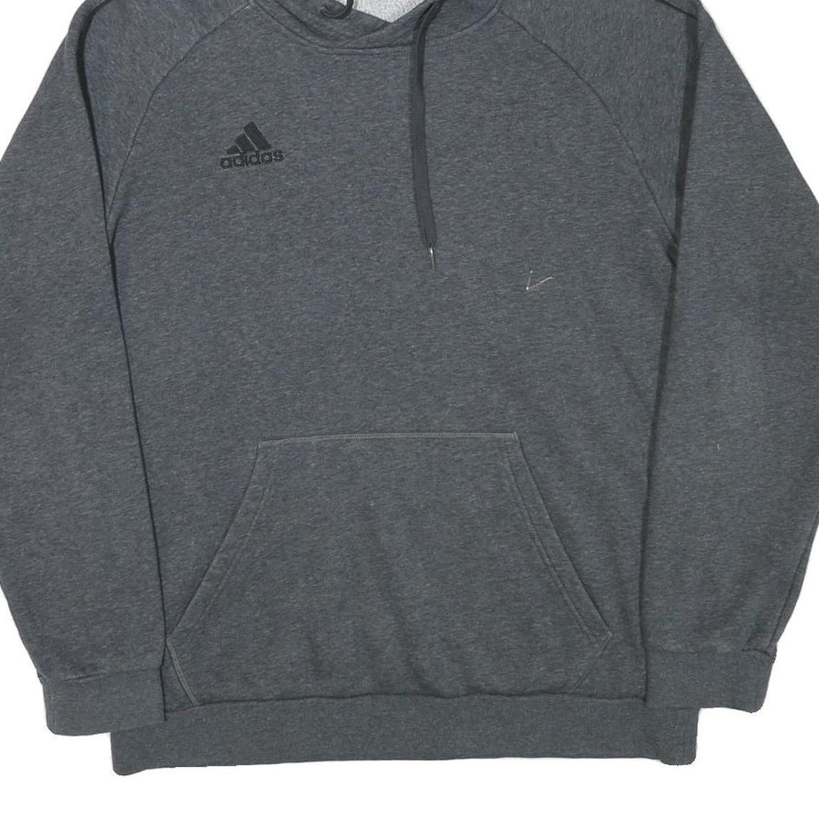 ADIDAS Mens Grey Hoodie L Cotton Blend Casual Sports Logo Pocket