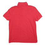 TOMMY HILFIGER Mens Red Short Sleeve Plain Polo Shirt L Cotton Blend Classic