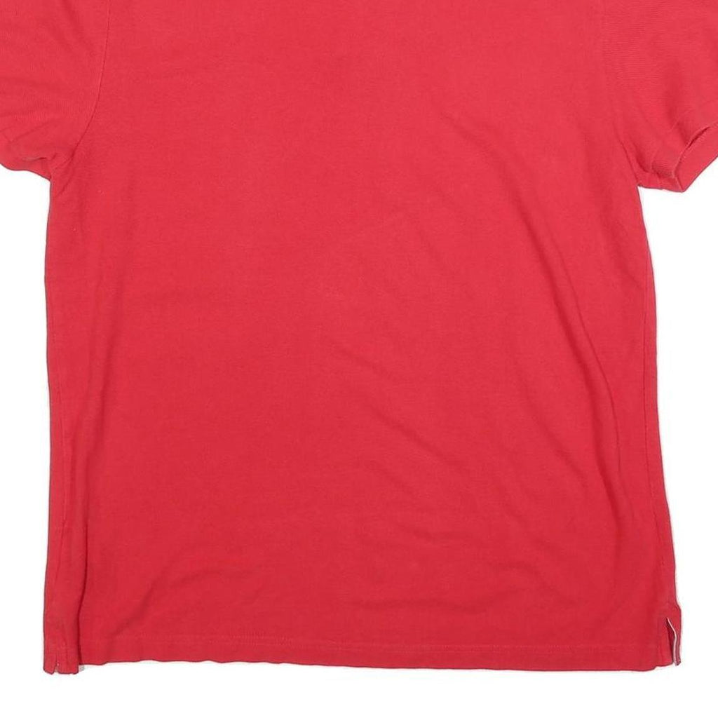TOMMY HILFIGER Mens Red Short Sleeve Plain Polo Shirt L Cotton Blend Classic