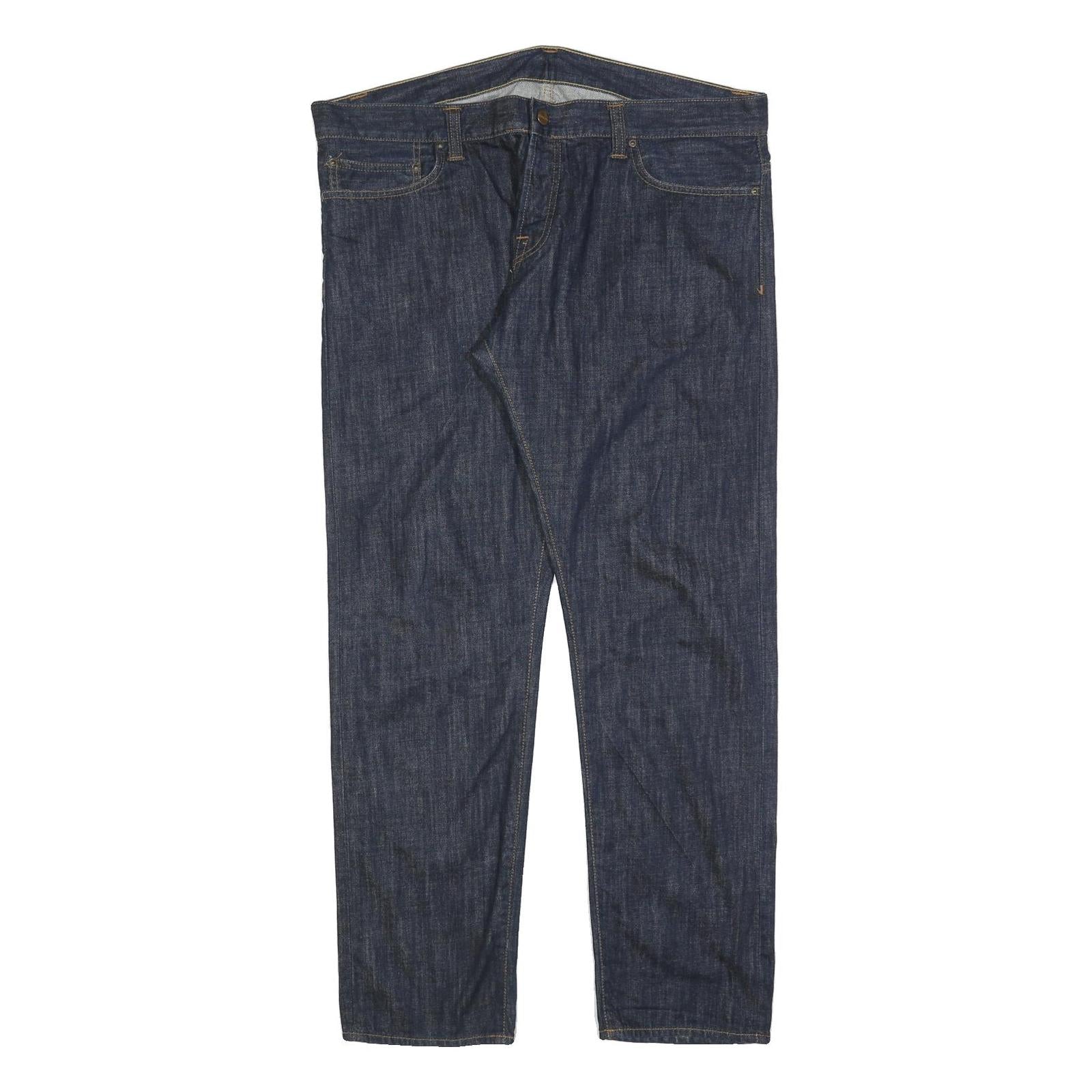 CARHARTT Mens Jeans Blue Regular Straight Denim Dark W41 L32 Workwear Button Fly