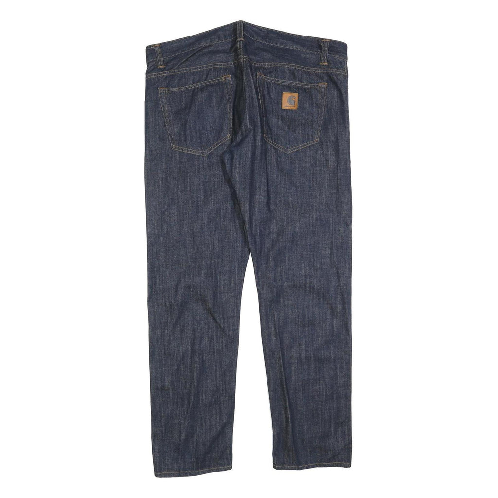 CARHARTT Mens Jeans Blue Regular Straight Denim Dark W41 L32 Workwear Button Fly