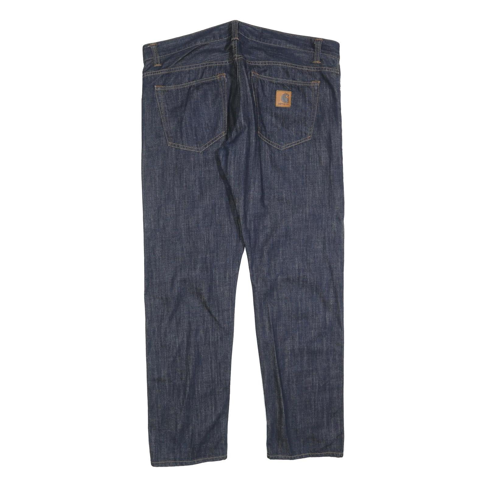 CARHARTT Mens Jeans Blue Regular Straight Denim Dark W41 L32 Workwear Button Fly