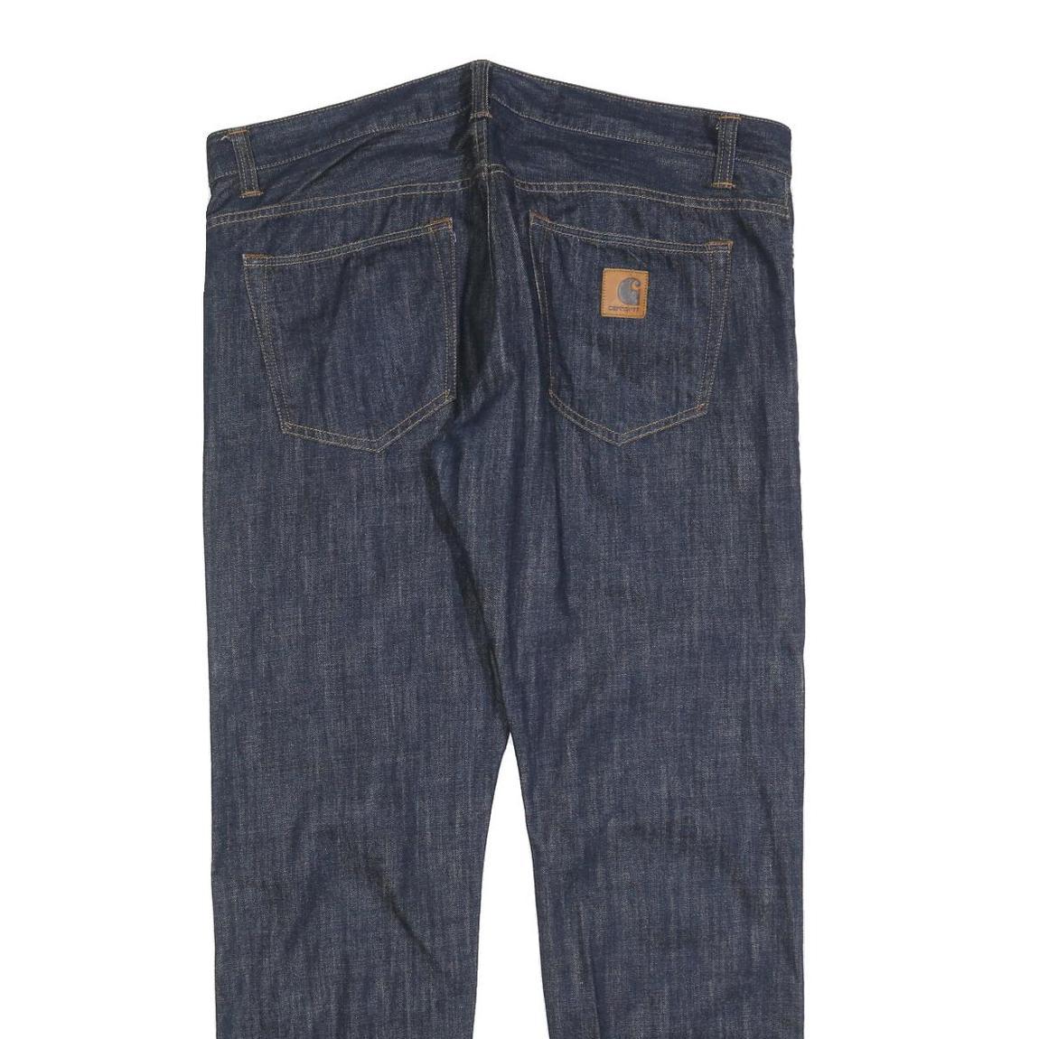 CARHARTT Mens Jeans Blue Regular Straight Denim Dark W41 L32 Workwear Button Fly