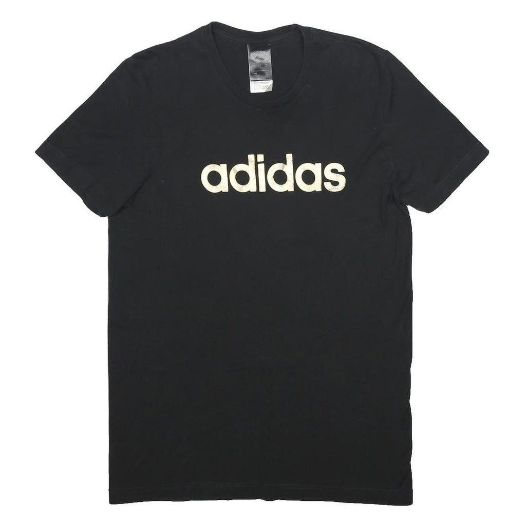 ADIDAS Mens Black Graphic T-Shirt S Short Sleeve Crew Neck Cotton Blend Casual
