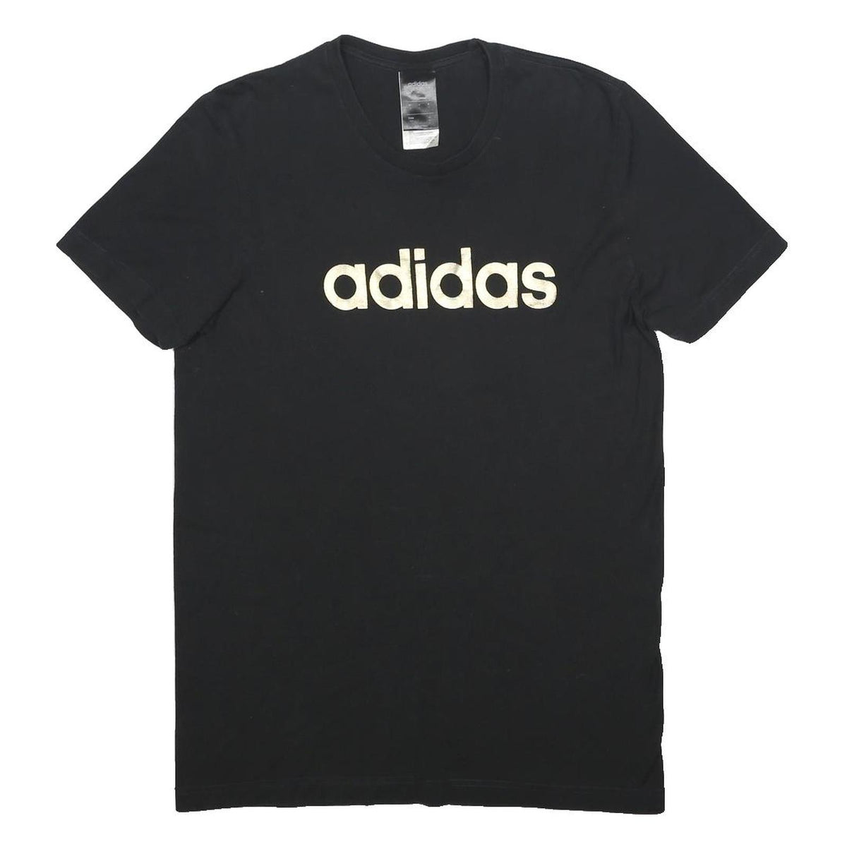 ADIDAS Mens Black Graphic T-Shirt S Short Sleeve Crew Neck Cotton Blend Casual