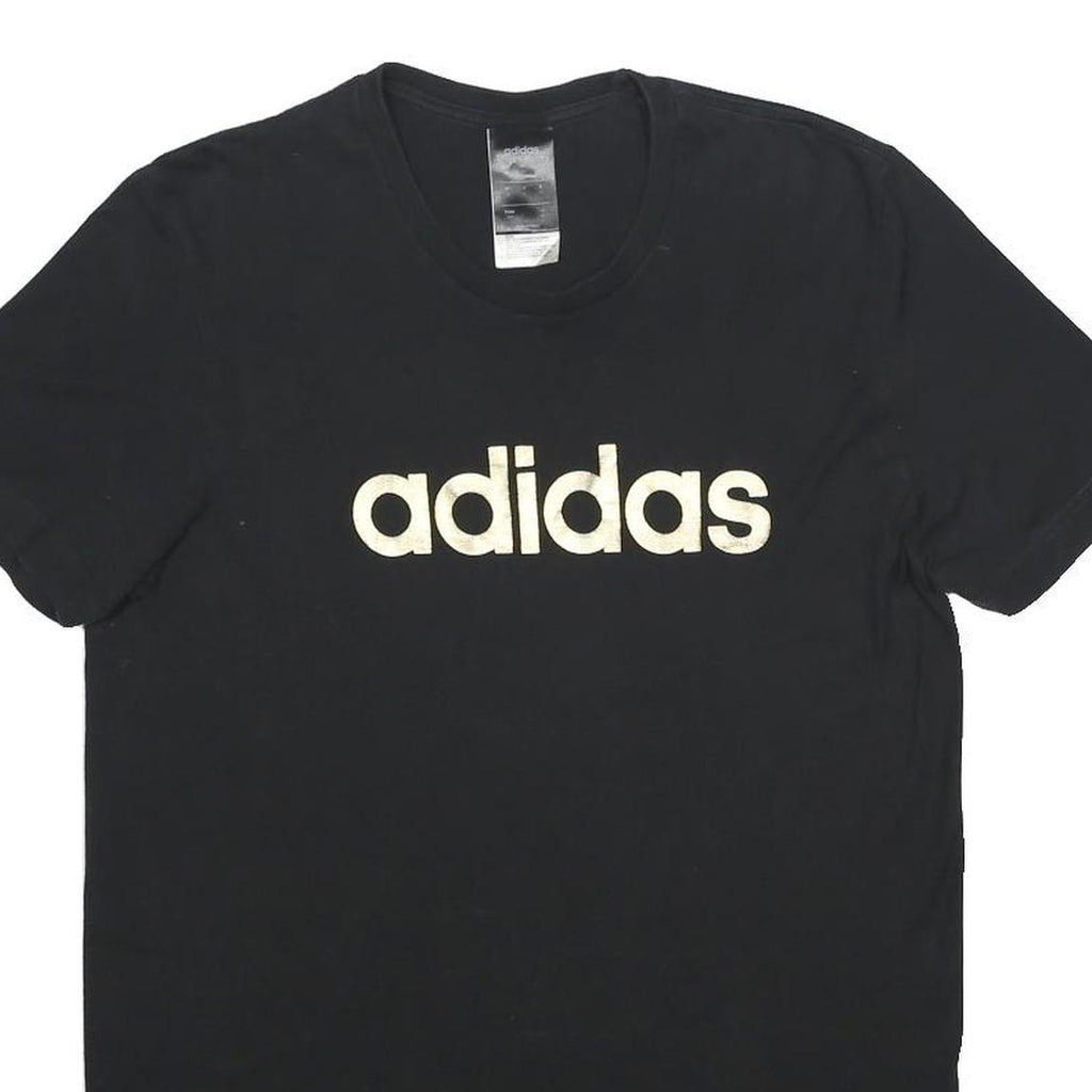 ADIDAS Mens Black Graphic T-Shirt S Short Sleeve Crew Neck Cotton Blend Casual