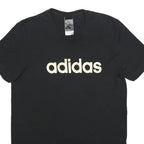 ADIDAS Mens Black Graphic T-Shirt S Short Sleeve Crew Neck Cotton Blend Casual