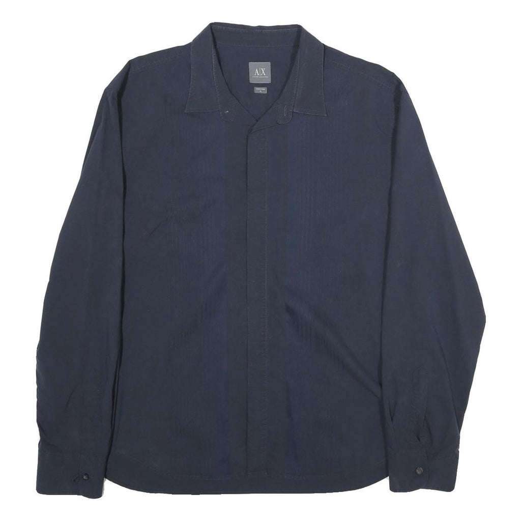 ARMANI EXCHANGE Mens Blue Shirt XL Cotton Long Sleeve Button Closure Classic Fit