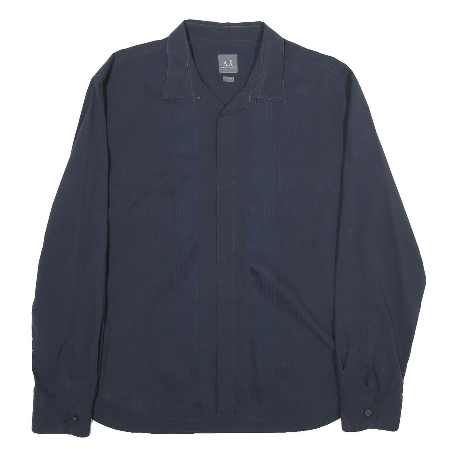 ARMANI EXCHANGE Mens Blue Shirt XL Cotton Long Sleeve Button Closure Classic Fit