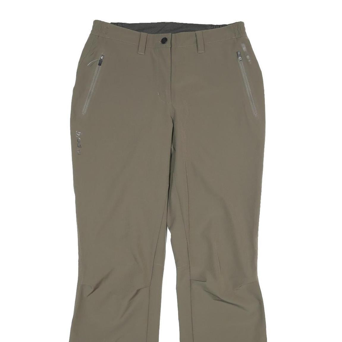 ODLO Womens Regular Fit Beige Polyester Blend Trousers W30 L33 Zip Closure