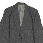 Mens Grey Cotton Blend Classic Tailored Jacket L Check Pattern Button Closure