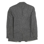 Mens Grey Cotton Blend Classic Tailored Jacket L Check Pattern Button Closure
