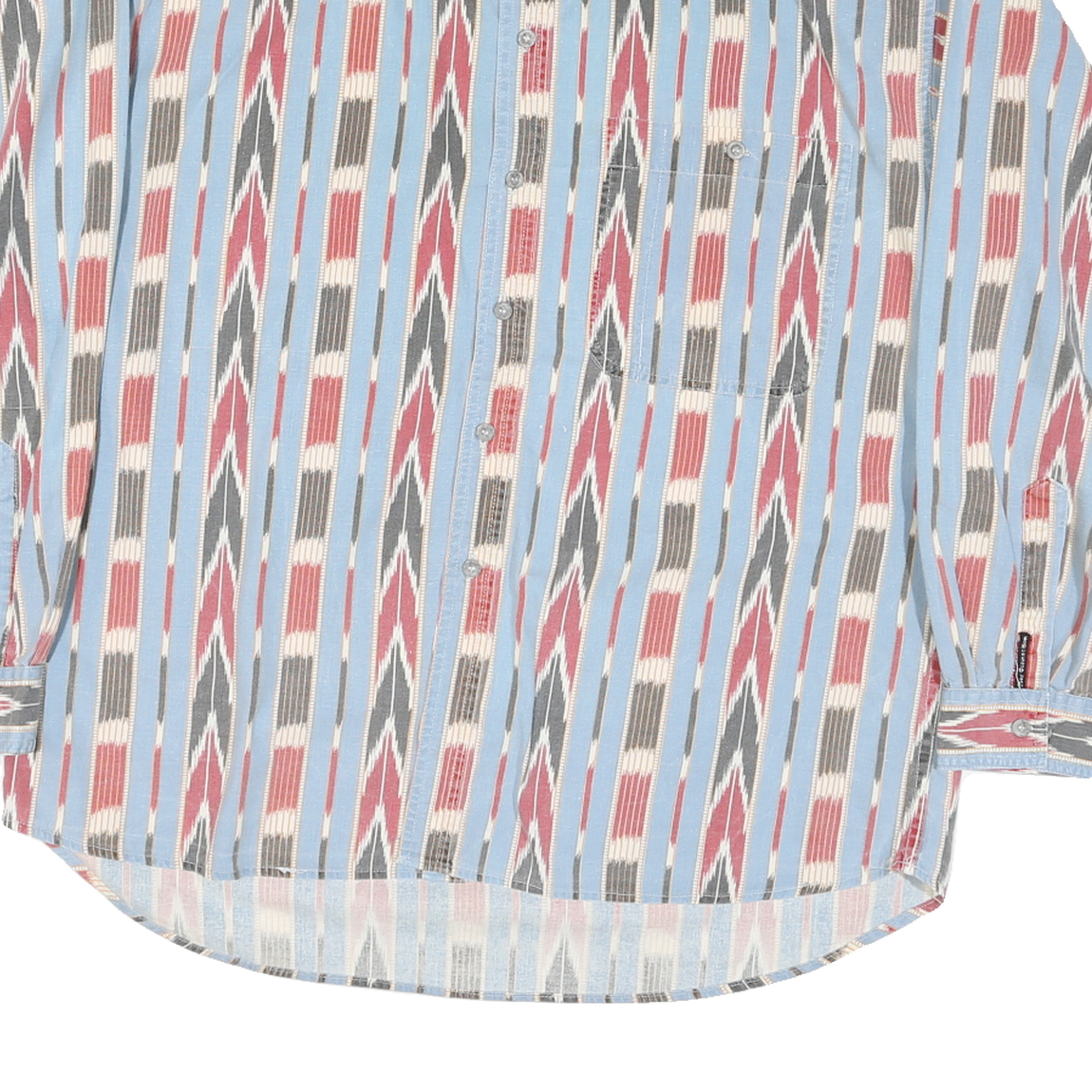 PIER CONNECTION Mens Blue Red & Grey Patterned Cotton Blend Shirt L Casual