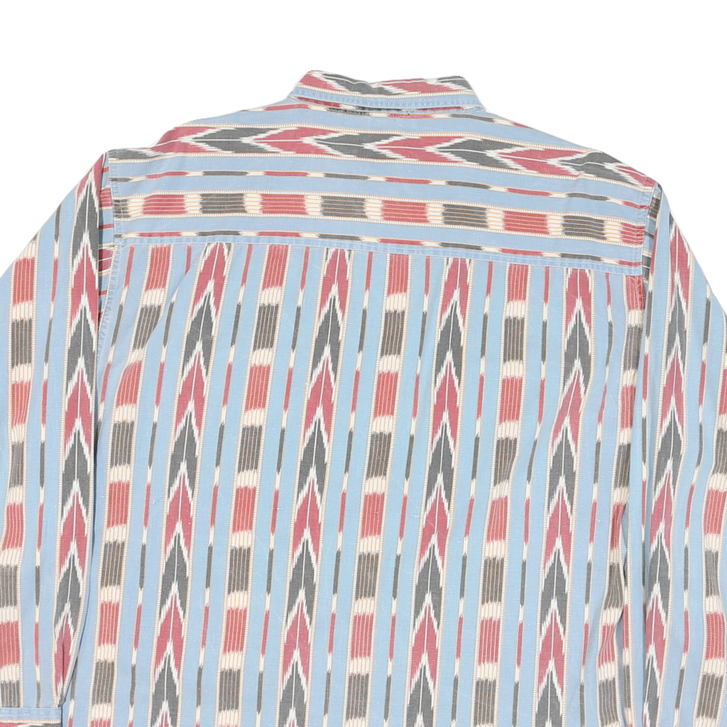 PIER CONNECTION Mens Blue Red & Grey Patterned Cotton Blend Shirt L Casual