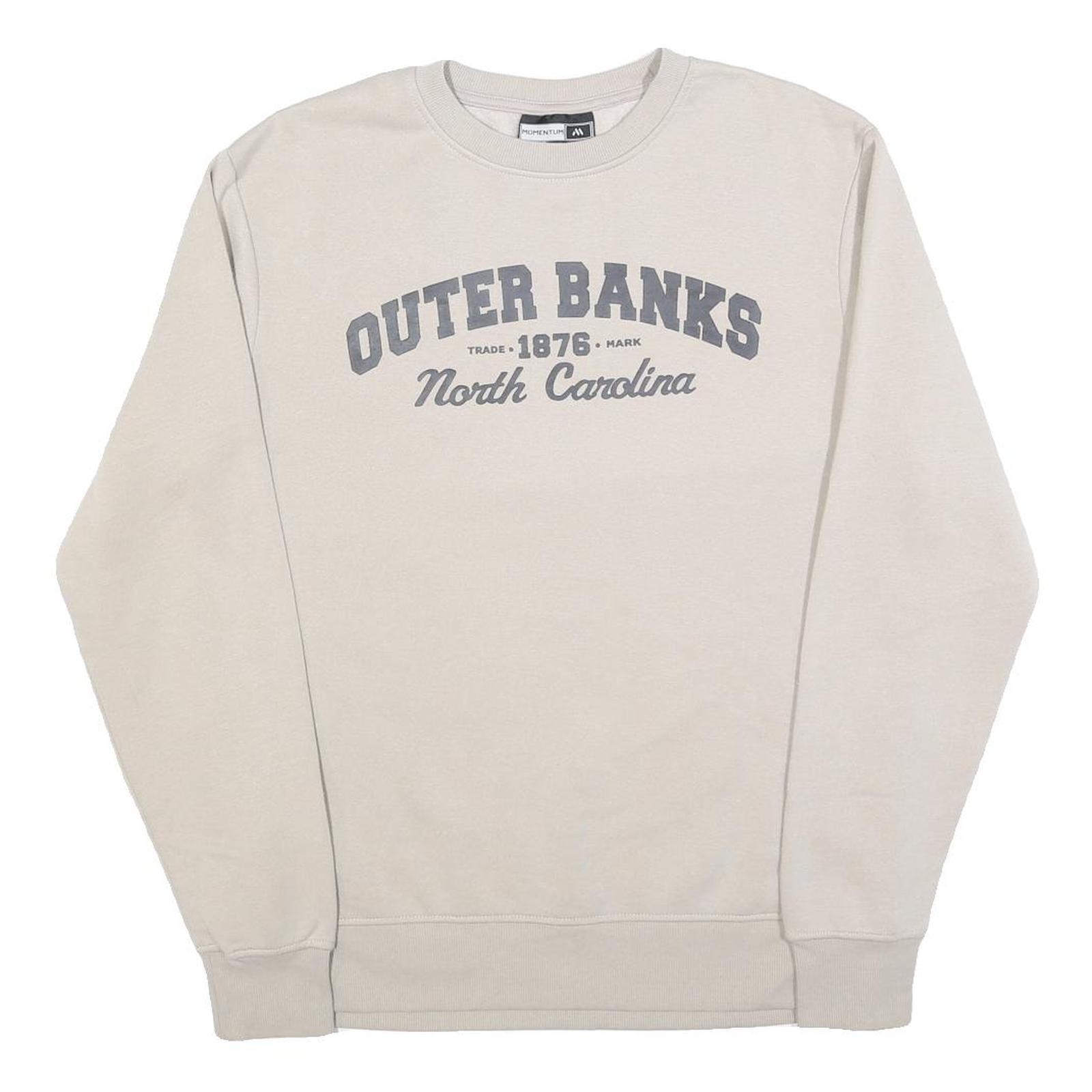 MOMENTUM Womens Cream Outer Banks Cotton Blend Sweatshirt M Crew Neck Casual