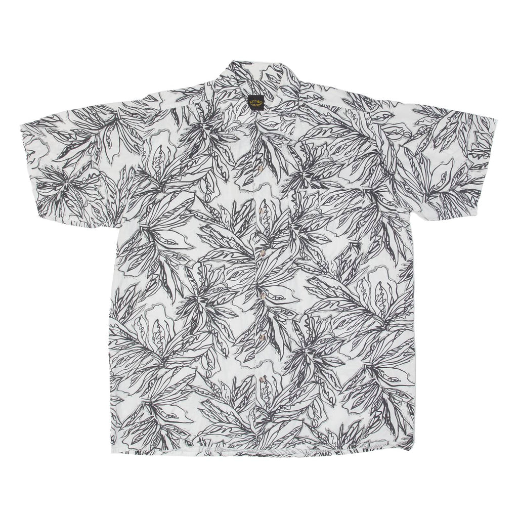 LETS GO Mens Hawaiian Shirt White Floral M