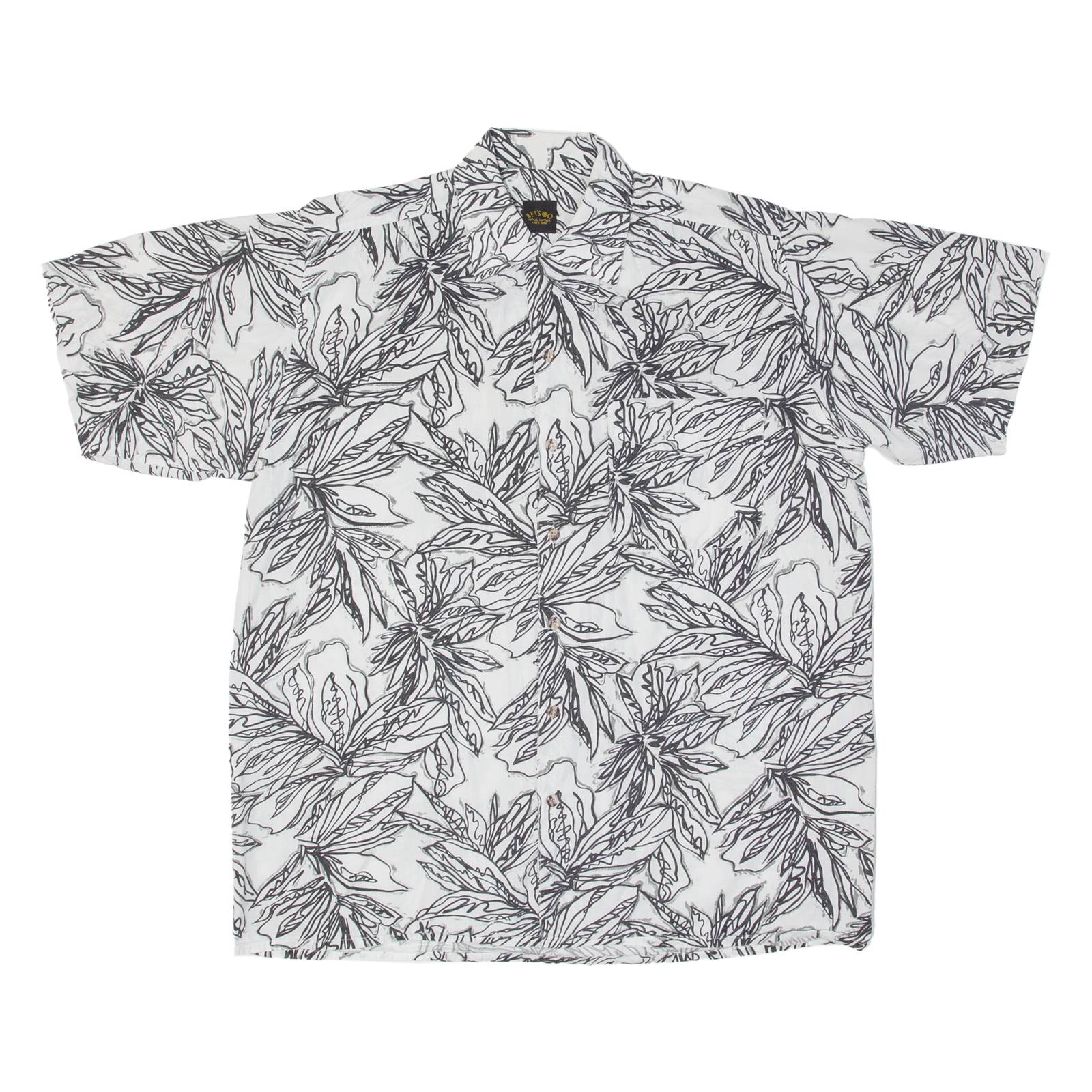LETS GO Mens Hawaiian Shirt White Floral M
