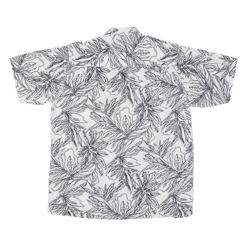 LETS GO Mens Hawaiian Shirt White Floral M
