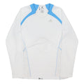 ADIDAS Womens White & Blue Sports T-Shirt UK 16 Long Sleeve V-Neck Performance